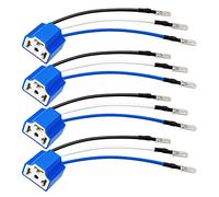 4 Pezzi Ceramica H4 Presa, VooGenzek H4 9003 HB2 Cablaggio, H4 a 3 Pin Adattatore H4 Cablaggio del Faro, per Fari o Fendinebbia, Blu