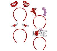 4 Pezzi Cerchietto Decorativo a Cuori Rosso in Plastica per Donne | Stile Delicato, Non Facile da Far Cadere, per Cosplay e Addii al Nubilato