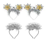 4 Pezzi Cerchietto per Capodanno, 2026 Happy New Year Fascia Capelli, Argento Oro Stella Cerchietti Natalizi, Anno Nuovo Decorazione per 2026 Feste di Capodanno, Accessori Foto per Adulti Bambini