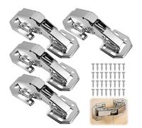 4 Pezzi Cerniera per Ante Senza Foro Incasso, Chiusura a 90 Gradi per Armadi, Cerniere con Chiusura Ammortizzata, Cerniere per Ante Cucina con 32 Viti, per Porte Mobili, Cucina, Armadi (113×43 mm)