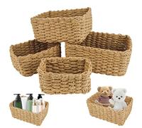 4 Pezzi Cesta Portaoggetti, Immagazzinaggio Contenitori, Cestini Portaoggetti, Cestino in Vimini, Cesto Porta, Cestino Portaoggetti Intrecciato, per Bagno,Cassetti,Tavoli,Cassettiere,Cucine,Soggiorno