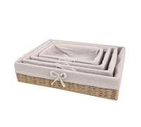 4 Pezzi Ceste di Stoccaggio in Vimini Piatte E Intrecciate Scatole Multifunzione per Casa Organizzatore Foderate Tutte Le Occasioni,Cachi