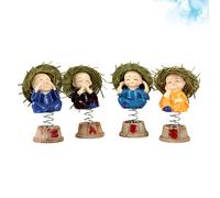 4 pezzi che scuotono la testa del monaco per auto, ornamento per il desktop,