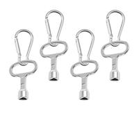 4 Pezzi Chiave Triangolare, Chiave Triangolare Contatore Metallo con Moschettone, Chiave Contatore Universale per Armadio Elettrico, Contatori Elettrici, Contatori Dell'Acqua, Contatori Gas, Argento