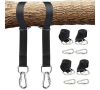 4 Pezzi Cinghie per Amaca All'aperto, Fissaggio per Altalena, Attacco Cinghie Amaca con Moschettoni e Anelli a D,cinghia, per Altalene da Albero, 2,5 x 25cm
