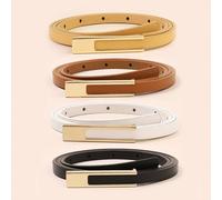 4 pezzi Cintura donna in PU multicolore con fibbia quadrata in metallo, cintura sottile stile casual, adatta per abiti, vita normale e taglie forti, per l'estate, la scuola, l'autunno, Ognissanti XL (