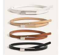 4 pezzi Cintura donna in PU multicolore con fibbia quadrata in metallo, cintura sottile stile casual, adatta per abiti, vita normale e taglie forti, per l'estate, la scuola, l'autunno, Ognissanti XL (