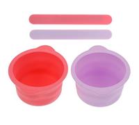 4 Pezzi Ciotola in Silicone per Cera Depilatoria, Pieghevole, Rosa | Uso Versatile per Cera e Maschere Viso, Facile da Pulire, Kit da Viaggio Spatola e Bastoncini