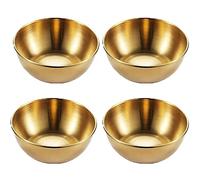 4 Pezzi Ciotole per Sushi, Ciotole per Salse, Piccole Ciotole, in Acciaio Inox, Rotonde, Durevole, Facile da Pulire, per Servire Spezie, Salse, Ketchup, Snack, Finger Food (D'oro)