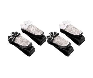 4 Pezzi Clip per Visiera Auto per Occhiali, Plastico Strass Decorativi | Parasole e Guida Quotidiana, Salva Spazio, Non Ostacola la Visuale, per Tessere e Biglietti