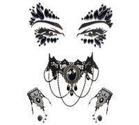 4 pezzi collana girocollo gotico per Halloween, gioielli da vampiro, costume da donna, accessori gotici, gioielli steampunk retrò in pizzo vampiro, accessori per Halloween, costume da donna gotico