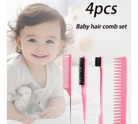 4 pezzi/ Comb Set di pettini per acconciature per capelli di bambini, include pelucchi per peli di senape, pezzetto per pelare i petali, pettine a coda di ratto e pettina a denti larghi, adatto per ba