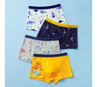 4 pezzi/confezione Boxer da ragazzo con stampa di dinosauri cartoni animati, tessuto confortevole adatto per tutte le stagioni 110,120,130,140,150Fumetto,Ritratto,Geometrico,DinosauroTessuto