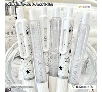 4 pezzi/Confezione Penne gel retrattili a forma di stella, punta da 0,5 mm, inchiostro nero, adatte per la preparazione agli esami degli studenti, set di penne gel nere, articoli di cancelleria per il