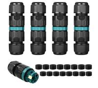 4 Pezzi Connettori Elettrici per Cavi Esterni IP68，Scatola di Giunzione Impermeabile Ø5-12 mm，Connettore Stagno Manicotto 3 Poli ，Ideale per giardini, spazi esterni, pavimenti e tetti(2 vie)