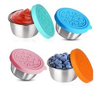 4 Pezzi Contenitore Condimento Insalata con Coperchi, Contenitori per Condimenti per Insalata Piccoli, Contenitore per Salse in Acciaio Inossidabile, per Salse in Acciaio Inossidabile con Coperch
