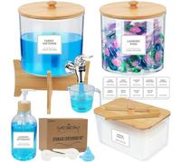 4 Pezzi Contenitore Detersivo Polvere - 3L Porta Detersivo Con Rubinetto E Supporto, 3L Dispenser Detersivo Lavatrice, Contenitore Quadrato 2L Con Clip,0.8l Contenitori per Detersivi Lavanderia