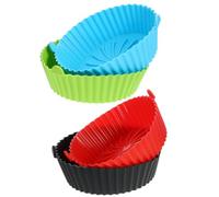 4 Pezzi Contenitore in Silicone Rotondo, Doppie Maniglie | Materiale Antiaderente, Guida il Flusso D'aria, per Cottura al Forno e Uso Domestico Quotidiano