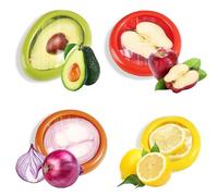 4 Pezzi Contenitore per Frutta in Silicone, Fresh Food Container, Contenitori Riutilizzabili per Frutta e Verdura, Stoccaggio Trasparente per Frigorifero Conservare Cipolle, Pomodori, Limoni e Avocado