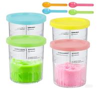 4 Pezzi Contenitore per Gelato per Ninja Creami Deluxe,Accessori gelatiera serie per NC501 NC500 serie 680M con cucchiaio e coperchio,Utilizzabile per lavastovig
