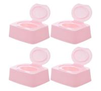 4 Pezzi Contenitore per Salviette Umide per PP Rosa, Uso Casa | Operazione una Mano, Mantiene Pulite e Fresche le Salviette, Stile Minimalista Moderno per Casa e Attività All'aperto
