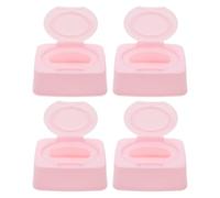 4 Pezzi Contenitore Salviette Rosa in Pp, Uso Casa e Viaggio | Dispenser per Cambio Rapido, Mantiene Pulite le Salviette, Apertura una Mano, Stile Moderno e Raffinato