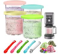 4 Pezzi Contenitori per Gelato per Ninja Creami Deluxe, 24oz Vaschette per Gelato con 5 Cucchiai, Contenitore per Gelato con Coperchio, Senza BPA Compatibile con Ninja Creami NC500 NC501 Series