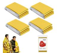 4 Pezzi Coperta di Emergenza Oro Argento - Termocoperta per Outdoor | Coperta emergenza, termocoperta, coperta termica, primo soccorso, sopravvivenza, campeggio, auto