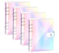 4 Pezzi Copertina Raccoglitore A5 Copertina Protettiva Raccoglitore per Notebook in PVC Trasparente Colorata A5 Ricaricabile a 6 Anelli