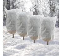 4 Pezzi Copertura per Piante Protezione dal Gelo, 60 x 80 cm, Velo da Giardino Non Tessuto con Cordoncino, Coperture Invernali per Piante Esterne, Gelo, Insetti(White,4pcs - 80x100cm)