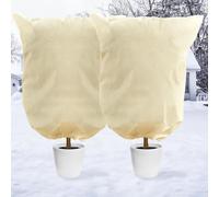 4 Pezzi Copertura per Piante Protezione dal Gelo, 60 x 80 cm, Velo da Giardino Non Tessuto con Cordoncino, Coperture Invernali per Piante Esterne, Gelo, Insetti(Beige,2pcs - 80x120cm)