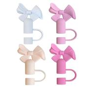 4 Pezzi Coperture Decorative, Fiocco, Silicone 10 MM | Facili da Pulire, Si Rimuovono e Si Montano Semplicità, per Cannuccia Riutilizzabile e Bicchieri