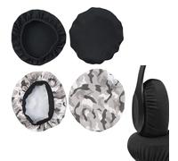 4 Pezzi Copri Cuffie Lavabile,cuscinetti cuffie,copri cuffie universali,Adatte per Cuffie da 9 A 10,5 Cm, Riutilizzabili,Antipolvere, Copri Auricolari in Tessuto Fodere Elastiche (Mimetico, Nero)