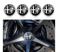 4 Pezzi Coprimozzo Adesivi con Logo, Adesivi Copriruota per Alfa Romeo Giulia Stelvio Giulietta 2017-2020 56mm, Antipolvere Impermeabile Coprimozzi per Ruota con Emblema Adesivo,A