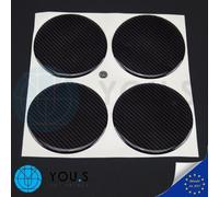 4 Pezzi Coprimozzo In Silicone Adesivi Aspetto Carbonio Emblema - 75 Mm - NUOVO