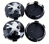 4 Pezzi Coprimozzo per Peugeot 3008 2009-2016 56MM, ABS Durevole Impermeabile Antiruggine Centrale Tappi Coprimozzo con Emblema,Black1
