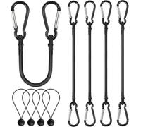 4 Pezzi Corda Elastica con Moschettone 46CM Tenditore Elastico con Gancio Cinghia Elasticas Nero con 4 Corde Elastiche con Sfera per Tende da Sole Teloni Campeggio Bicicletta Motore Auto