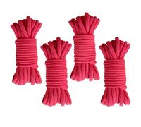 4 pezzi Corda in cotone morbido, Largo 8 mm, Lungo 10 m, Multifunzionale Spesso Corda Intrecciata, per Campeggio, Giardinaggio, Canottaggio, Tiro Alla Fune, Animali Domestici, Arrampicata (Rosso)