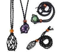4 Pezzi Cordino Per Collana Con Pietra Di Cristallo, Porta Collana Gabbia Cristallo, Collana Portapietre Corda, Porta Pietre Vuoto, Corda Vuota Supporto Collana, per Diy Creazione Collana Pendente
