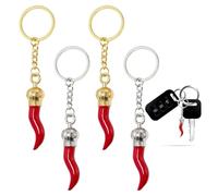 4 Pezzi Cornetto portafortuna Corno Portafortuna Cornetto Amuleto Amuleto Scaramantico Portachiavi Cornetto Napoletano per Auto Moto