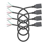 4 pezzi corti USB A Female a 4 pin Bare Wire 11 pollici, 22 AWG 5 V/3 A USB A Female Plug 4 Pin Pigtail Wire Open End Power and Data Cable, for USB Type A Equipment Installed Repair DIY Cable