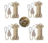 4 Pezzi Cricchetto Corda Regolabile, Corda Cricchetto Con Gancio 4MM, 4M Corda Per Tenda Riflettente, per Pianta Crescere Lampada, Tenda, Escursioni (Cachi)