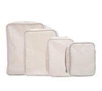4 Pezzi Cubi di Compressione da Viaggio in Poliestere Beige | Organizer Multifunzione, Chiusura a Zip, Riduce le Pieghe dei Vestiti, per Vacanza e Campeggio