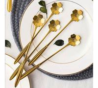 4 pezzi Cucchiai in acciaio inox con manico lungo, per mescolare, piccoli cucchiai, cucchiaini da caffè, cucchiaio da ghiaccio creativo allungato, cucchiaino da miele a forma di petalo, per cucina, re