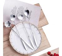 4 pezzi Cucchiaini creativi e carini con manico lungo e design a petalo in stile europeo, ideali per il caffè, i dessert, la cucina, come regalo di Natale Tagli UnicaAcciaio inossidabile