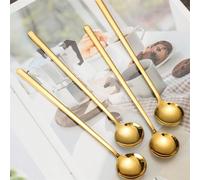 4 pezzi Cucchiaini da caffè/espresso da 17,4 cm, cucchiaini in acciaio inossidabile per mescolare, cucchiaini da tè, cucchiaini da tè lungo manico, posate, per cucina, regalo di Natale, forniture scol