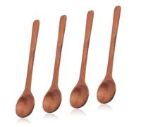4 Pezzi Cucchiaini di Legno Piccoli, 17cm Lisci Cucchiaio di Miele Cucchiaino di Legno per Cucinare Servire Mescolare Caffè Tè Miele Zucchero Condimento in Barattolo Utensili da Cucina