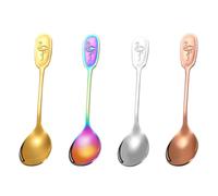 4 Pezzi Cucchiaini in Acciaio Inox per Caffè e Set da Cucina | Superficie Liscia, Manico Comodo, Non Arrugginisce, per Mescolare Bevande, Servire Dolci, Uso Domestico Colore Casuale