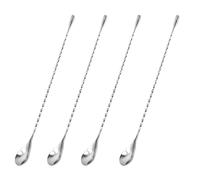 4 Pezzi Cucchiaio per Cocktail, Spiral Mix Spoon, Cucchiaio da Bar Twised in Acciaio Lnossidabile, per Miscelare e Laminare le Bevande (Argento + Lunghezza 30 cm/11,81 pollici)