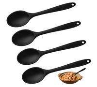 4 Pezzi Cucchiaio Silicone Cucina, Mestolo Silicone, Antiaderente Mestoli Silicone Cucina, Resistente Al Calore Cucchiaio Cucina per Mescolare Gli Strumenti Di Miscelazione, 27 X 5.7Cm, Nero